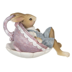 Dekorace králíčka odpočívajícího v šálku - 11*8*7 cm