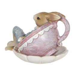 Dekorace králíčka odpočívajícího v šálku - 11*8*7 cm