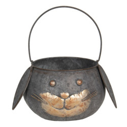 2ks plechový obal na květiny ve tvaru hlavy králíčka - Ø 25*17/35 / Ø 19*15/30 cm