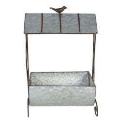 Plechový retro stojan na květiny s ptáčkem Roul  - 40*21,5*27 cm