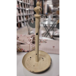 Béžový kovový stojan na kuchyňské utěrky s ozdobou - Ø 20*37 cm