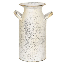 Krémová dekorační retro konvice na mléko s patinou - 15*11*23 cm