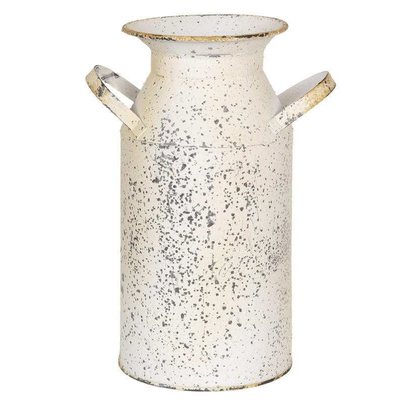 Krémová dekorační retro konvice na mléko s patinou - 15*11*23 cm
