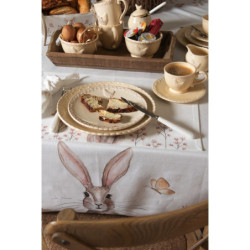 Béžový keramický jídelní talíř s dekorem slepičky Chicken Rustic - Ø 26cm