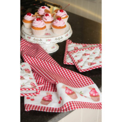 Kostičkovaná bavlněná utěrka Cherry Cupcake - 50*70 cm