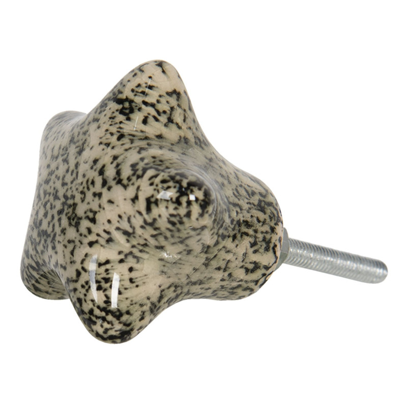 Krémovo-černá úchytka na nábytek ve tvaru hvězdy - 4*3*4 cm