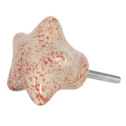 Krémovo-červená úchytka na nábytek ve tvaru hvězdy - 4*3*4 cm