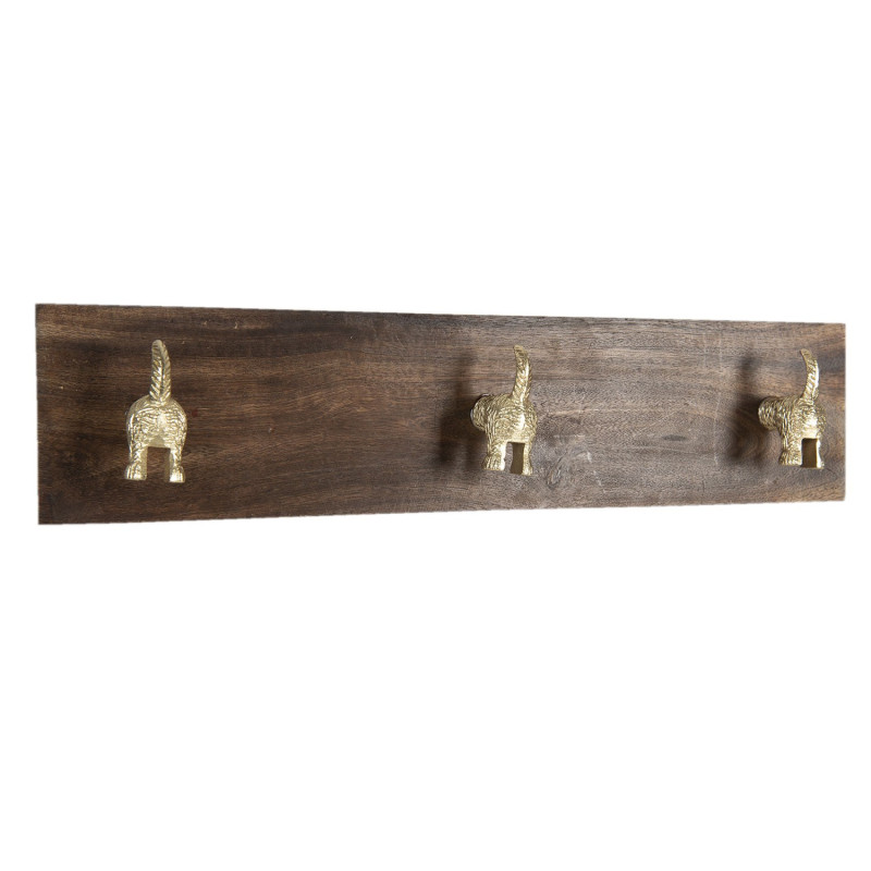 Dřevěný nástěnný věšák s knopkami psích ocásků - 44*8*10 cm