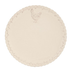 Béžový keramický jídelní talíř s dekorem slepičky Chicken Rustic - Ø 26cm