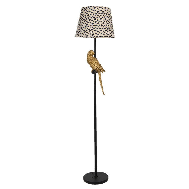 Stojací lampa se vzorovaným stínidlem a dekorací papouška – Ø 37*165 cm E27