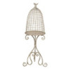 Krémová vintage dekorace ptačí klec - 36*31*91 cm