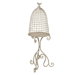 Krémová vintage dekorace ptačí klec - 36*31*91 cm