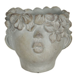 Květináč v designu busty hlavy s květinami Tete - 16*15*13 cm