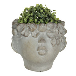 Květináč v designu busty hlavy s květinami Tete - 16*15*13 cm