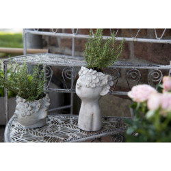 Malý květináč v designu hlavy s květinovým věncem Tete - 12*10*9 cm