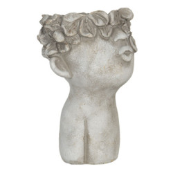 Obal na květináč v designu busty s květinovým věncem Tete - 17*17*25 cm