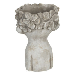 Obal na květináč v designu busty s květinovým věncem Tete - 17*17*25 cm