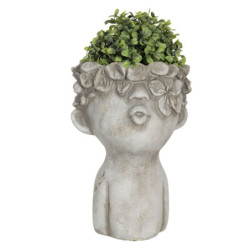 Obal na květináč v designu busty s květinovým věncem Tete - 17*17*25 cm