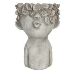 Obal na květináč v designu busty s květinami Tete - 11*11*18 cm