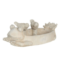 Ptačí krmítko/pítko ve tvaru žáby s dekorací ptáčků - 30*20*11 cm