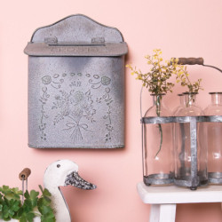 Šedá vintage poštovní  schránka - 26*10*35 cm
