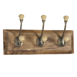 Dřevěný věšák s béžovými knopkami - 30*7*10 cm