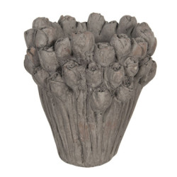 Velký cementový květináč s dekoracemi růží Rhode – Ø 23*25 cm