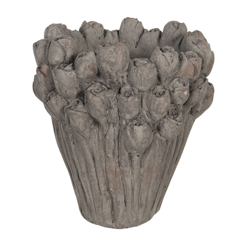 Velký cementový květináč s dekoracemi růží Rhode – Ø 23*25 cm