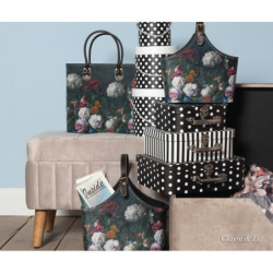 Tmavě tyrkysová květovaná vintage taška Colette - 29*14*26 cm