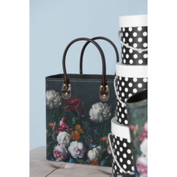 Tmavě tyrkysová květovaná vintage taška Colette - 26*12*26/35 cm