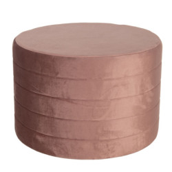 Velký růžový sametový puf Salome – Ø 60*40 cm