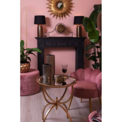 Velký růžový sametový puf Salome – Ø 60*40 cm