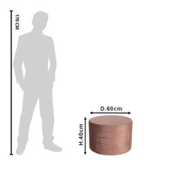 Velký růžový sametový puf Salome – Ø 60*40 cm