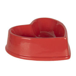 Červená miska pro zvířata ve tvaru srdce - 19*19*6 cm