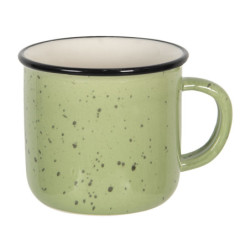 Zelený keramický hrnek s kaňkami Printemps - 15*11*9 cm / 0.3L