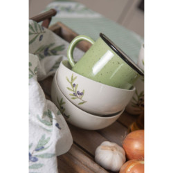 Zelený keramický hrnek s kaňkami Printemps - 15*11*9 cm / 0.3L