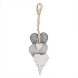 Přírodní závěsná dekorace skupinky srdcí - 32*5*8 cm