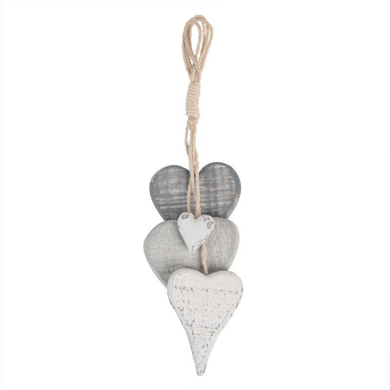 Přírodní závěsná dekorace skupinky srdcí - 32*5*8 cm