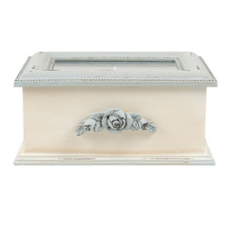Krémovo - modrý box na čajové sáčky Rossien - 20*17*9 cm