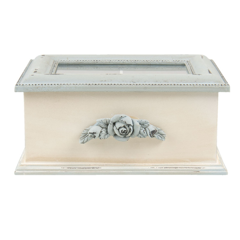 Krémovo - modrý box na čajové sáčky Rossien - 20*17*9 cm