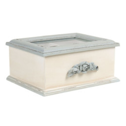 Krémovo - modrý box na čajové sáčky Rossien - 20*17*9 cm