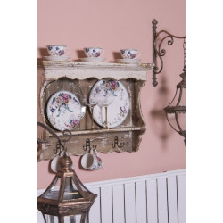 Velký porcelánový hrnek s motivem květin a ptáčka Pivoine - 12*8*10 cm / 0,36 l