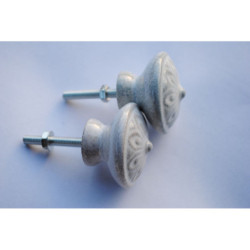 Světle šedá vintage úchytka - Ø 4*2 cm