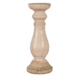 Světle růžový svícen se zdobenou nohou - Ø 14*36 cm
