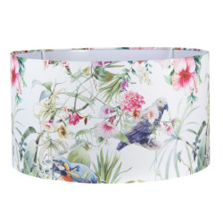 Bílé stínidlo na stropní lampu s papoušky - Ø 53*30 cm / E27