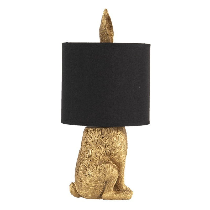 Zlatá stolní lampa králík s černým stínidlem Rabbi – Ø20*45 cm E27/max 1*60W