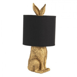 Zlatá stolní lampa králík s černým stínidlem Rabbi – Ø20*45 cm E27/max 1*60W