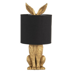 Zlatá stolní lampa králík s černým stínidlem Rabbi – Ø20*45 cm E27/max 1*60W