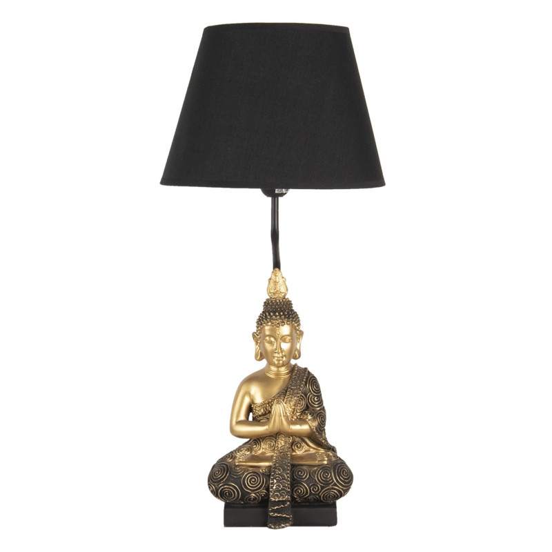 Zlato černá stolní lampa s Buddhou - Ø 28*60 cm / E27