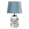 Bílo modrá stolní lampa s ptáčky - Ø 25*41 cm / E27
